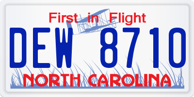 NC license plate DEW8710