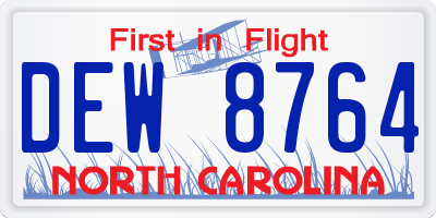 NC license plate DEW8764