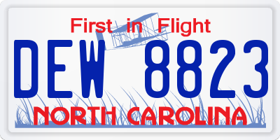 NC license plate DEW8823