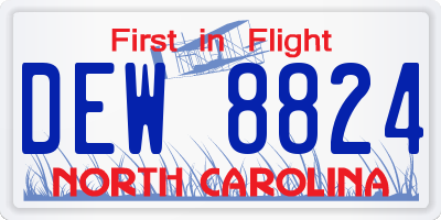 NC license plate DEW8824