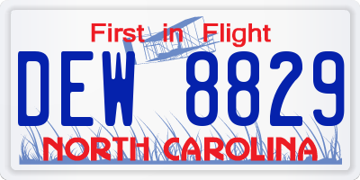 NC license plate DEW8829