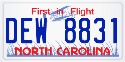 NC license plate DEW8831
