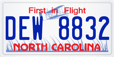NC license plate DEW8832