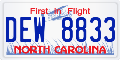 NC license plate DEW8833