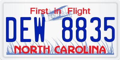 NC license plate DEW8835