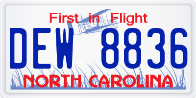NC license plate DEW8836