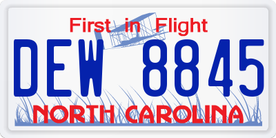 NC license plate DEW8845
