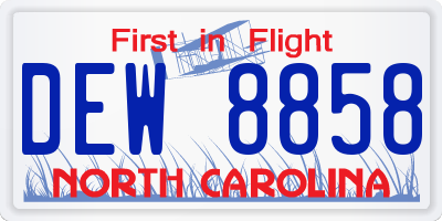 NC license plate DEW8858