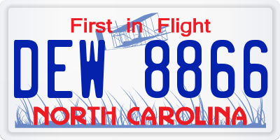 NC license plate DEW8866
