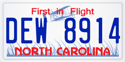 NC license plate DEW8914