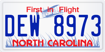 NC license plate DEW8973