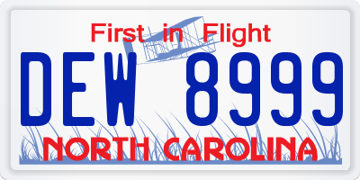 NC license plate DEW8999