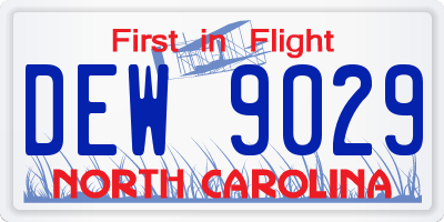 NC license plate DEW9029