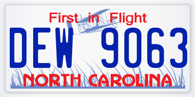 NC license plate DEW9063