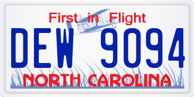 NC license plate DEW9094