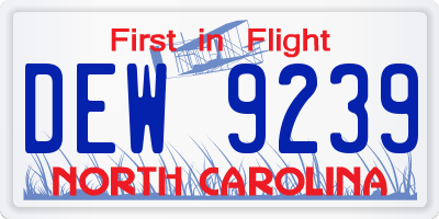 NC license plate DEW9239