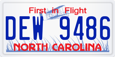 NC license plate DEW9486