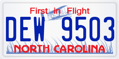NC license plate DEW9503