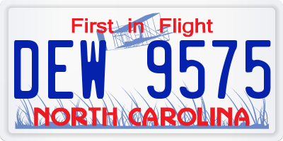 NC license plate DEW9575