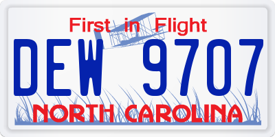NC license plate DEW9707