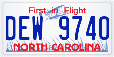 NC license plate DEW9740