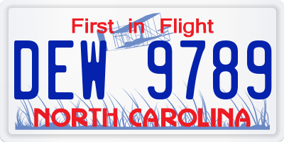 NC license plate DEW9789