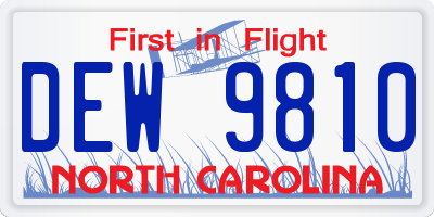 NC license plate DEW9810