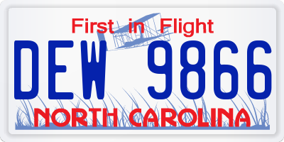NC license plate DEW9866