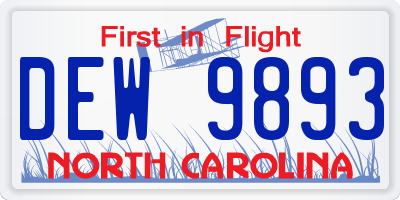 NC license plate DEW9893