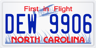 NC license plate DEW9906