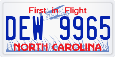NC license plate DEW9965