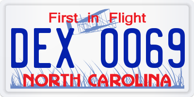 NC license plate DEX0069