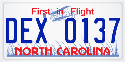 NC license plate DEX0137