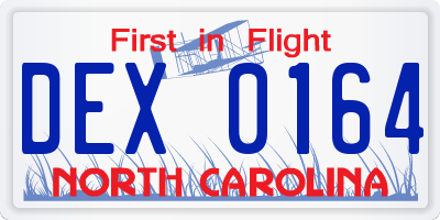 NC license plate DEX0164