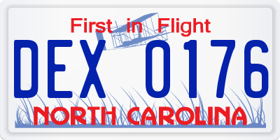 NC license plate DEX0176