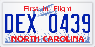 NC license plate DEX0439