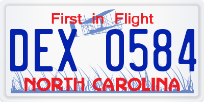 NC license plate DEX0584