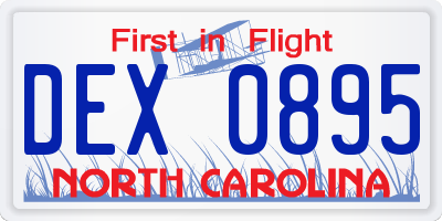 NC license plate DEX0895