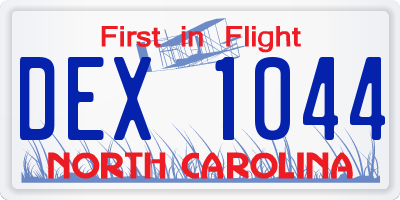 NC license plate DEX1044