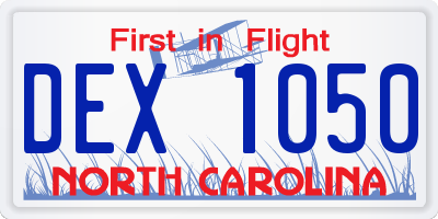 NC license plate DEX1050