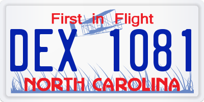 NC license plate DEX1081