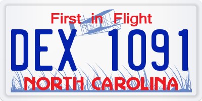 NC license plate DEX1091