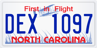 NC license plate DEX1097