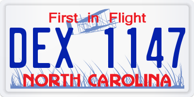 NC license plate DEX1147