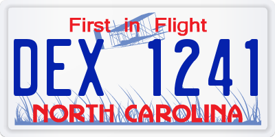 NC license plate DEX1241