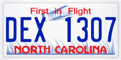 NC license plate DEX1307