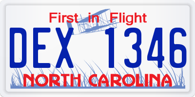 NC license plate DEX1346