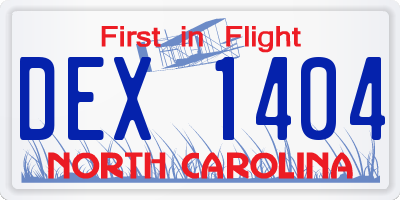 NC license plate DEX1404