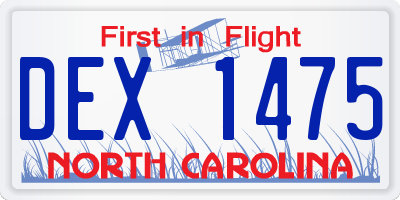 NC license plate DEX1475