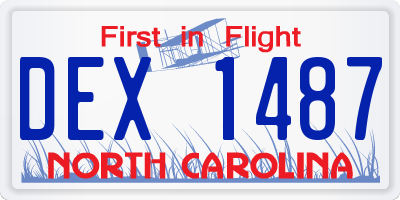 NC license plate DEX1487